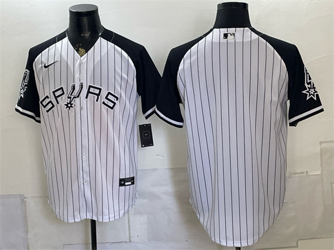 Men's San Antonio Spurs Blank White Stitched Baseball Jersey